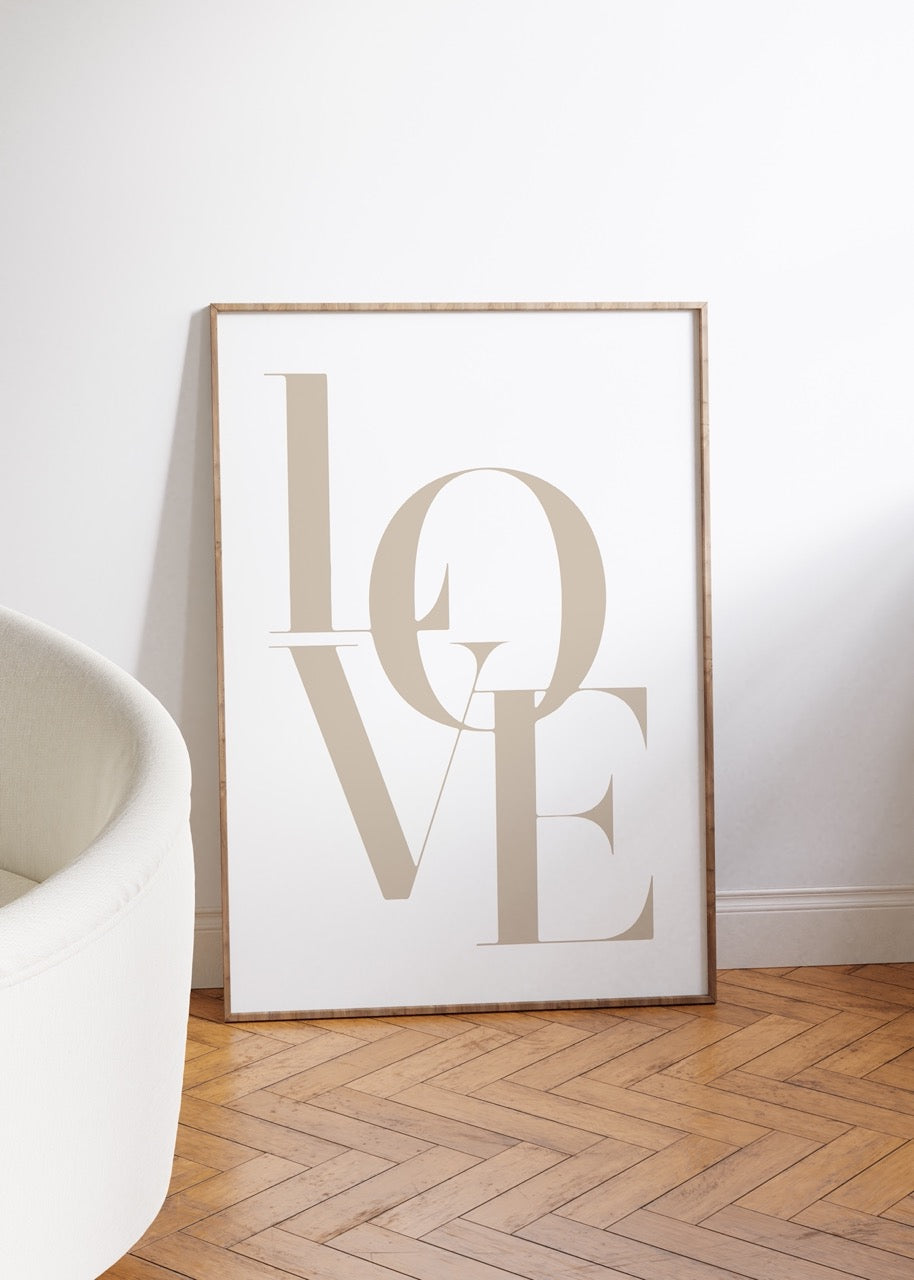 Elegant beige typography wall art set featuring the word &