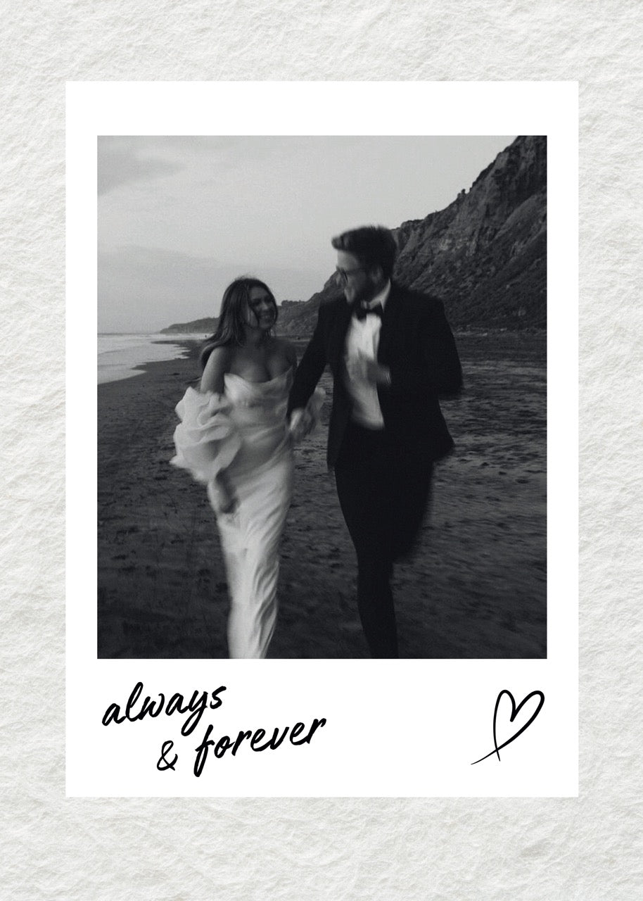 Customised wall art featuring a romantic couple in black and white.