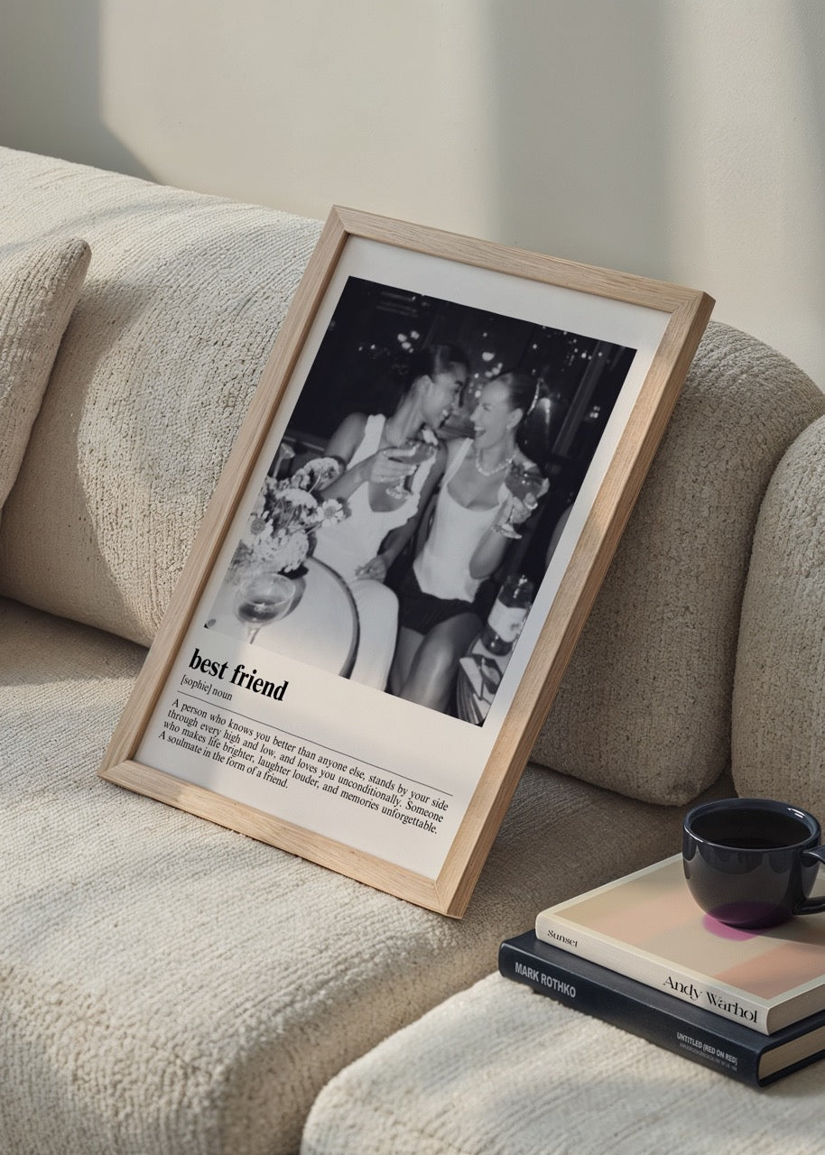 Custom art print celebrating friendship with elegant design