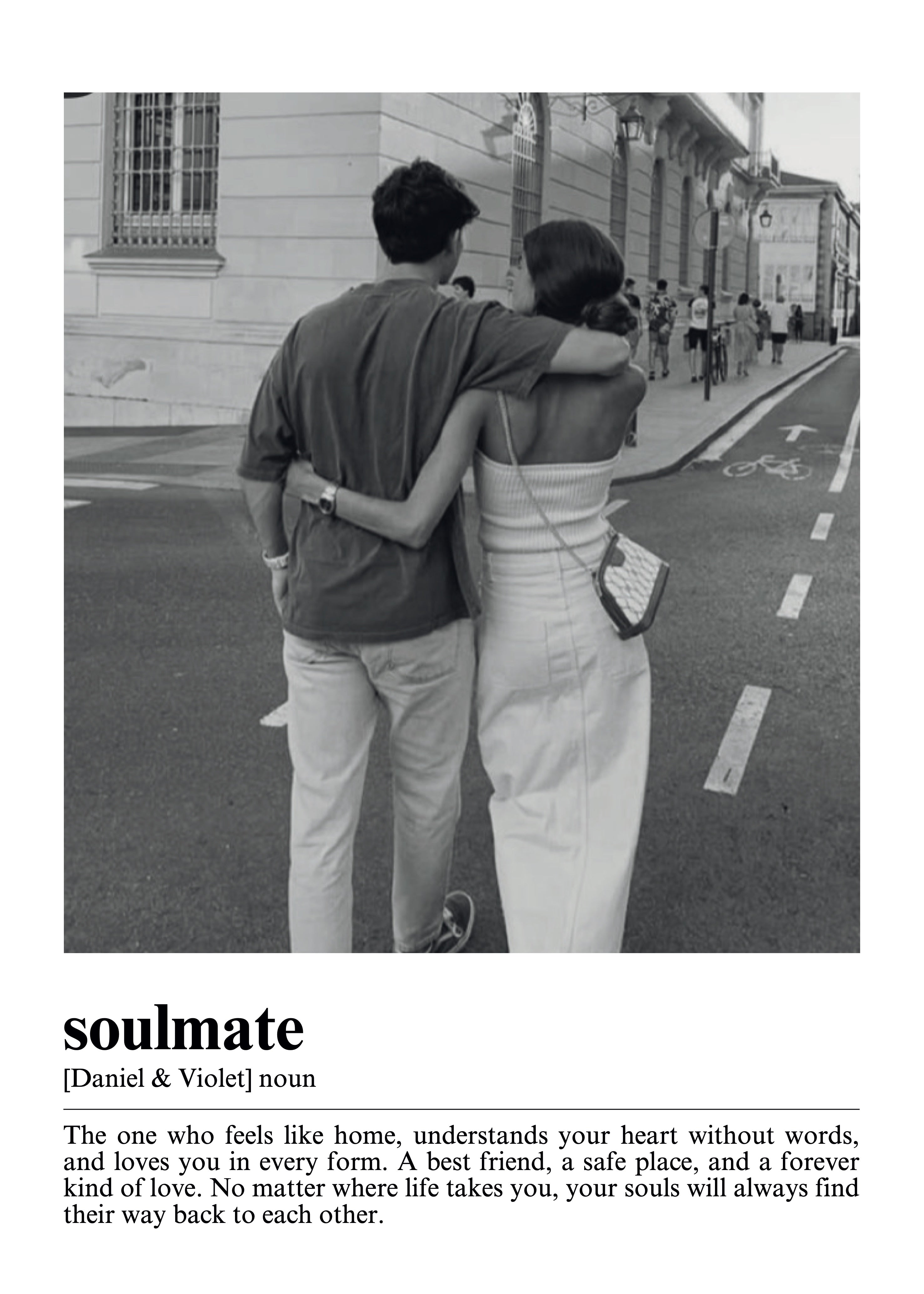 Eternal Connection wall art featuring a couple embracing on a street.