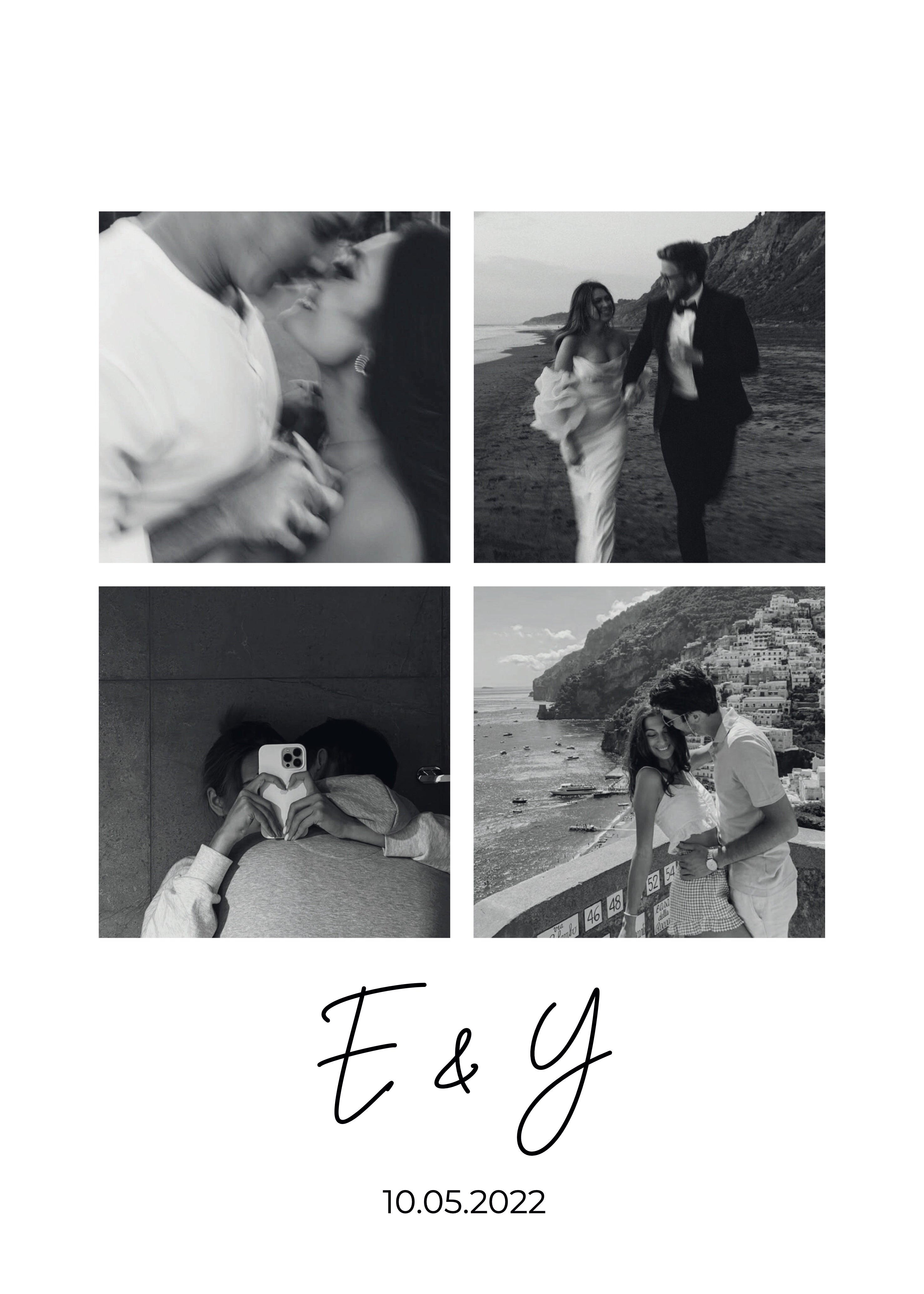 Personalised photo collage art featuring black and white images.