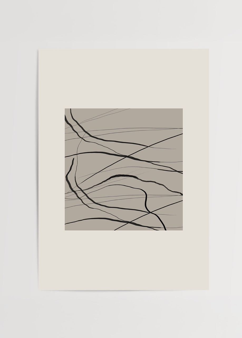 Dynamic Lines of Motion Art Print featuring flowing abstract lines.