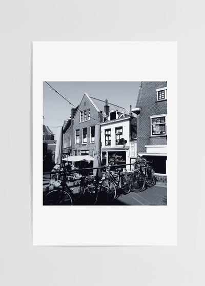 Amsterdam Bicycles and Cafés Photographic Poster Print