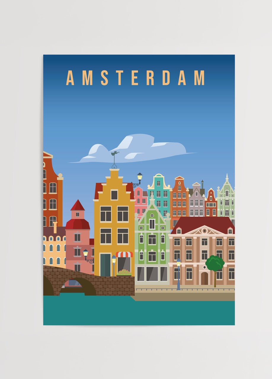 Vibrant illustration of Amsterdam&
