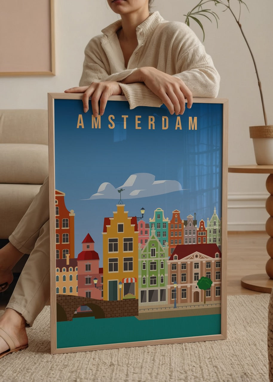 Vibrant illustration of Amsterdam&