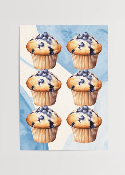 Blueberry Muffin Pattern Poster Print