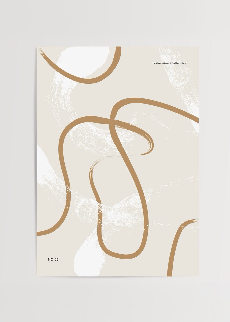 Fluid Lines No. 03 wall art showcasing elegant curves in earthy tones.