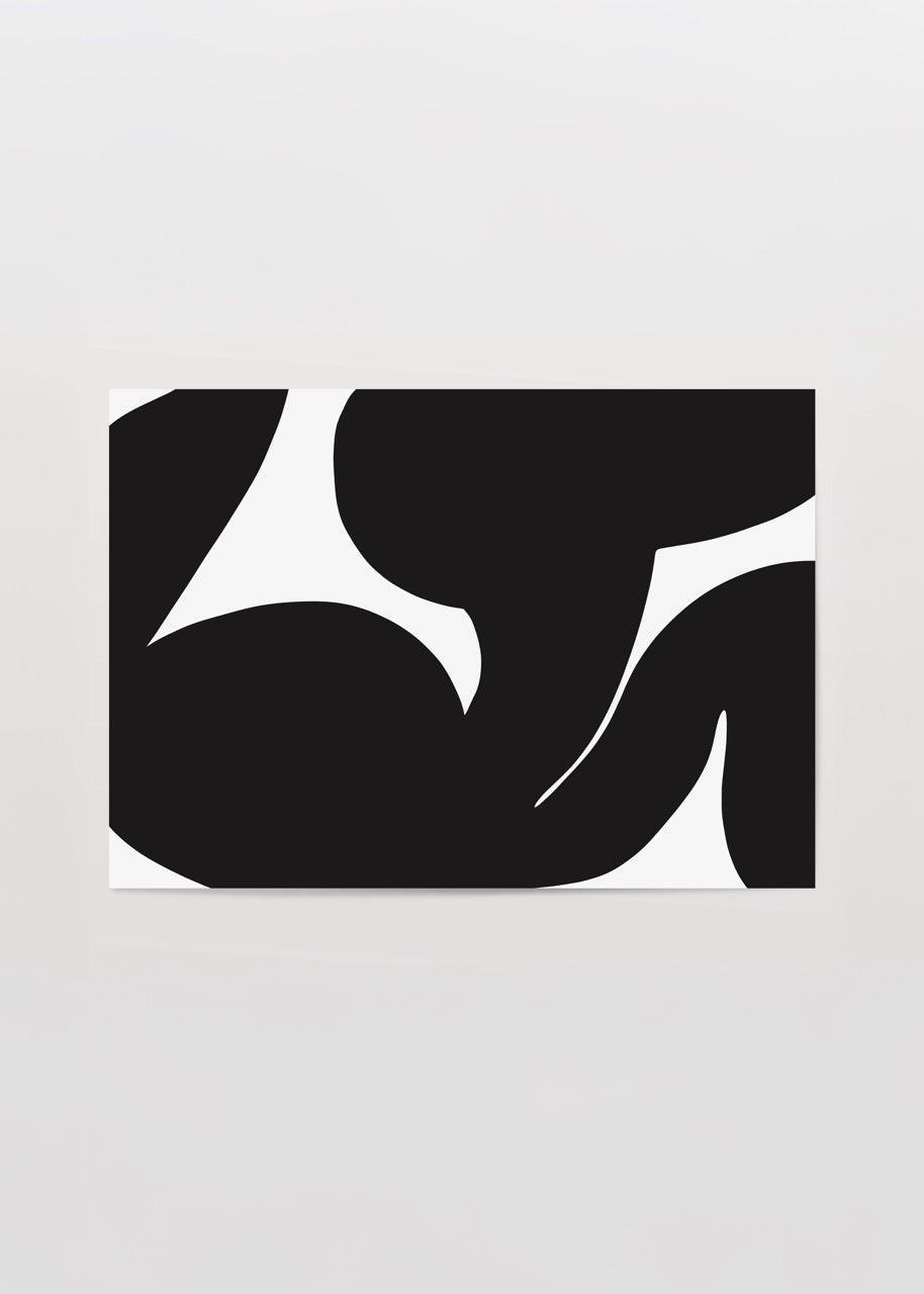 Dynamic black and white abstract wall art featuring bold silhouettes.