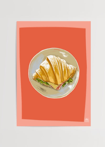 Hello Darling – Croissant Illustration Poster Print