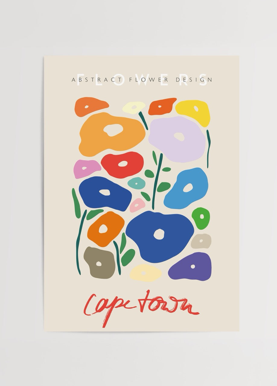 Vibrant abstract floral wall art inspired by Cape Town.
