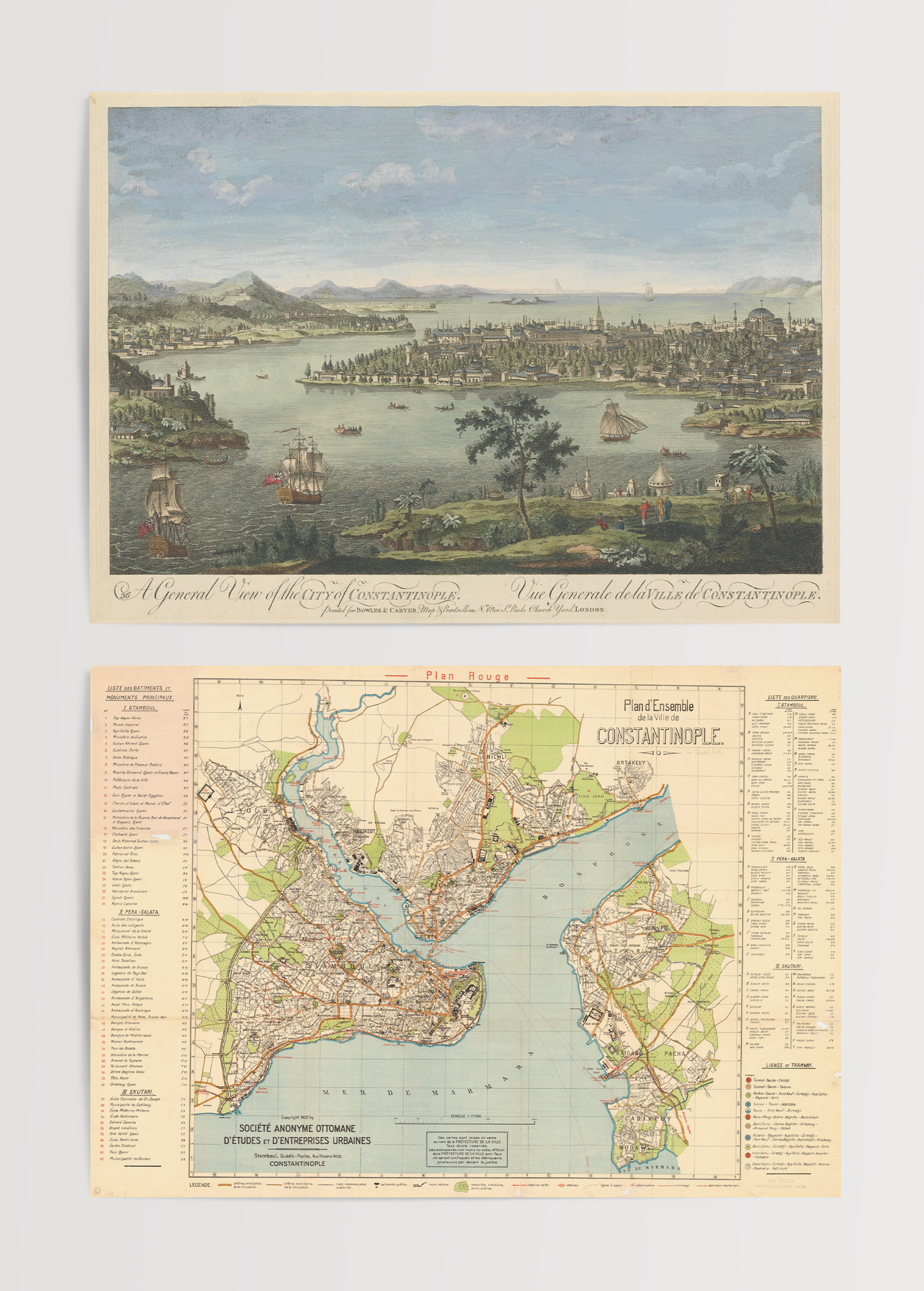 Vintage poster set featuring scenic views and a map of Istanbul.
