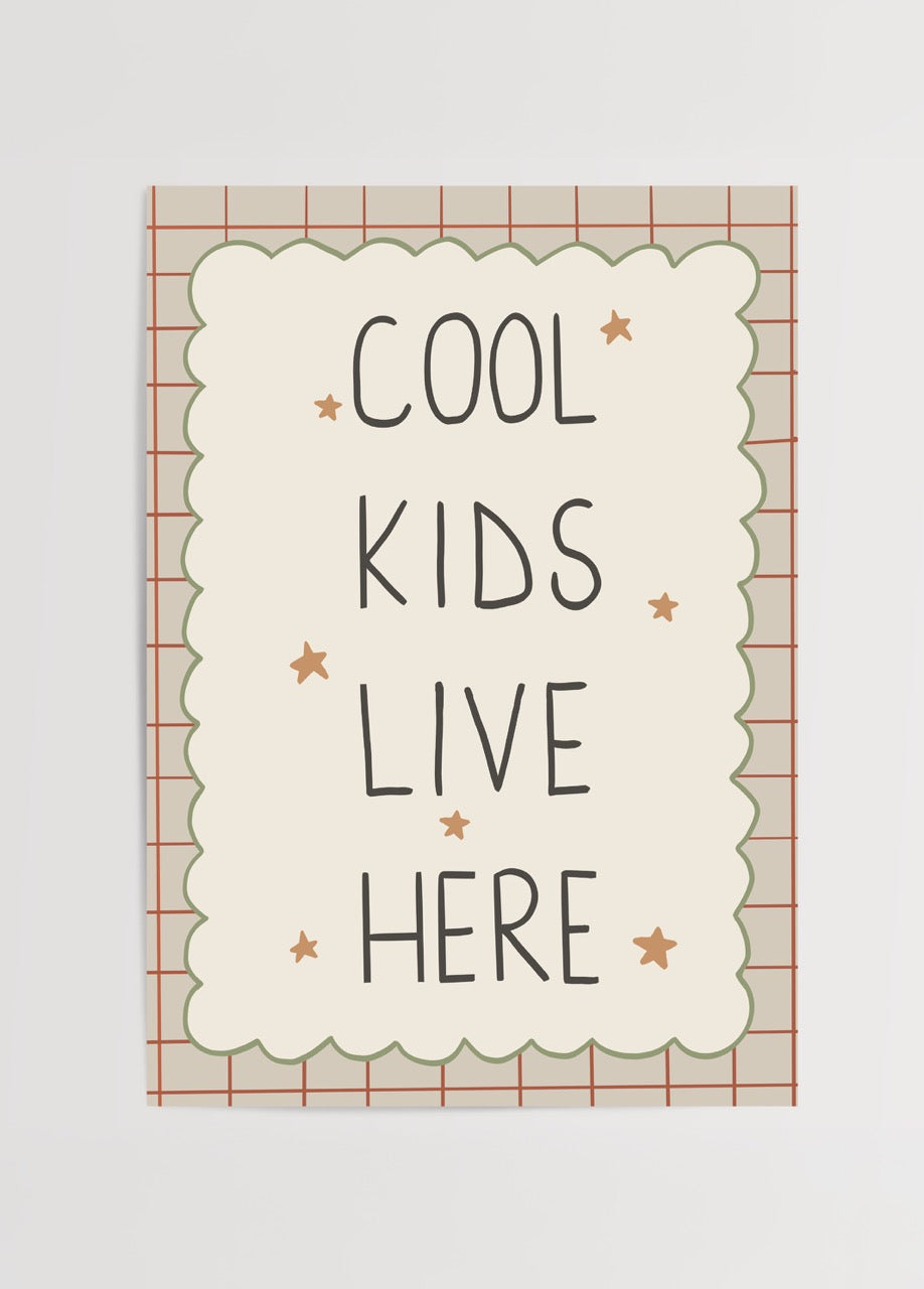 ‘Cool Kids Live Here’ Poster Print featuring playful typography
