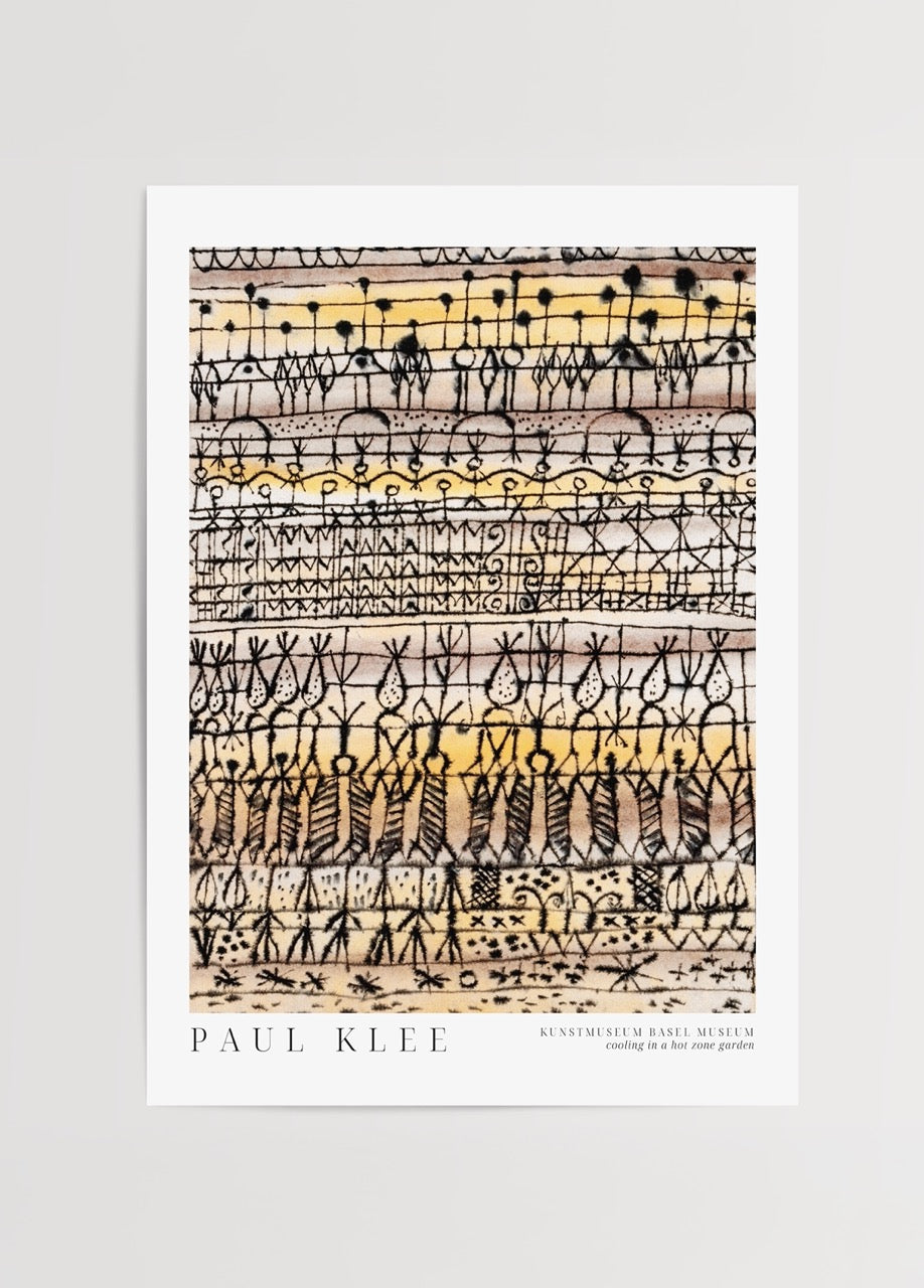 Paul Klee Cooling in a Hot Zone Garden art poster with intricate patterns.