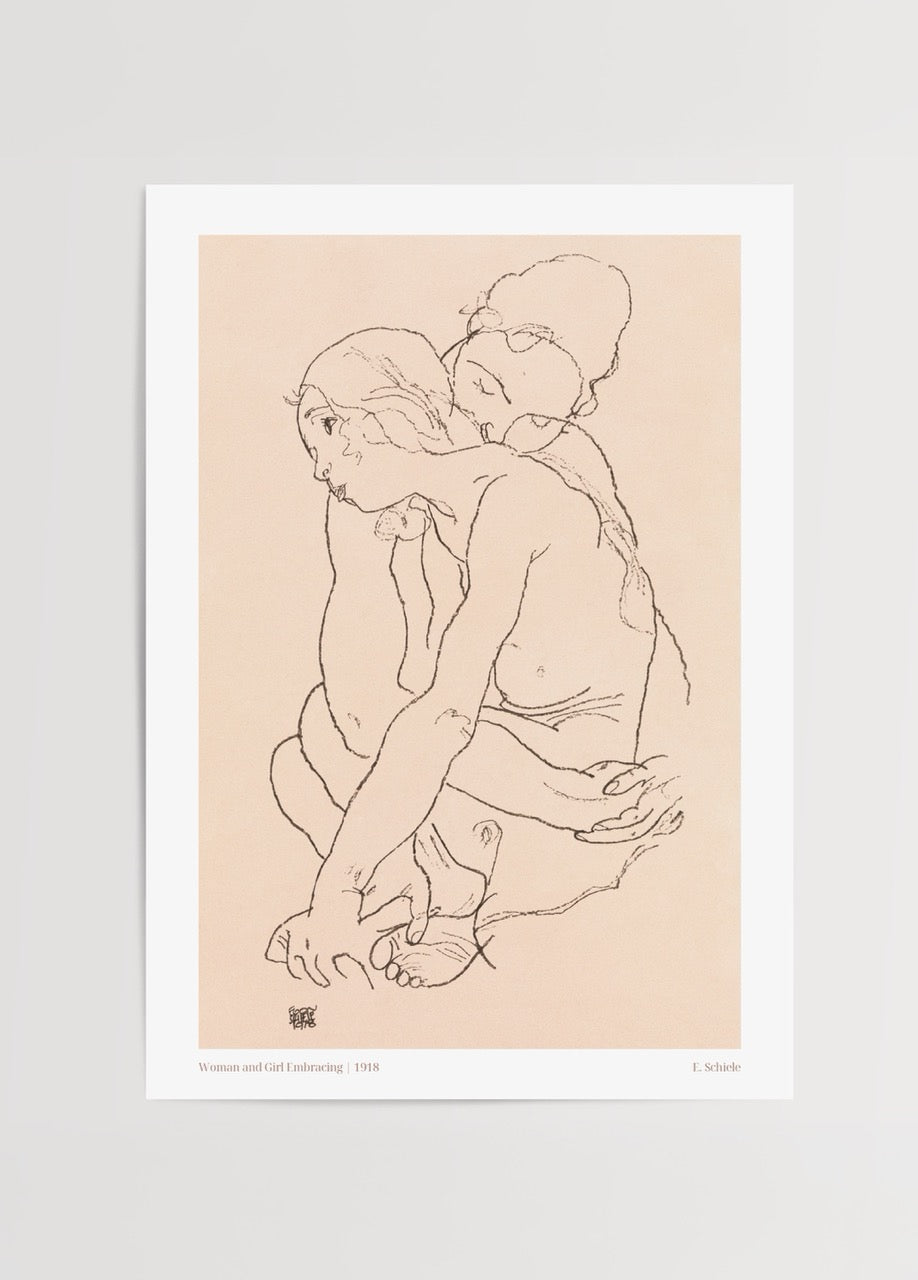 A line drawing of two figures embracing, showcasing intimacy and warmth.