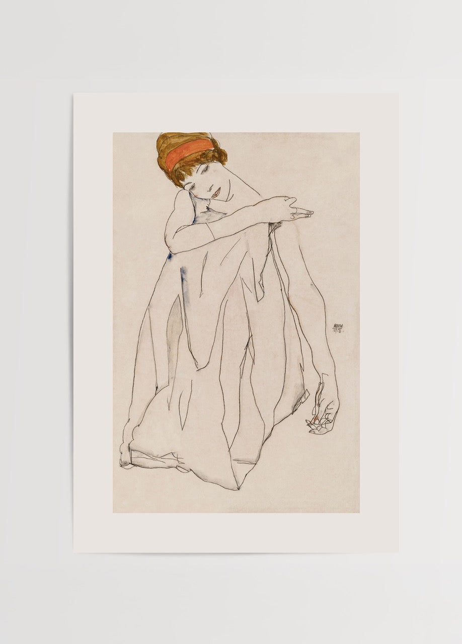 Elegant figure art print showcasing minimal lines and soft tones for stylish interiors.
