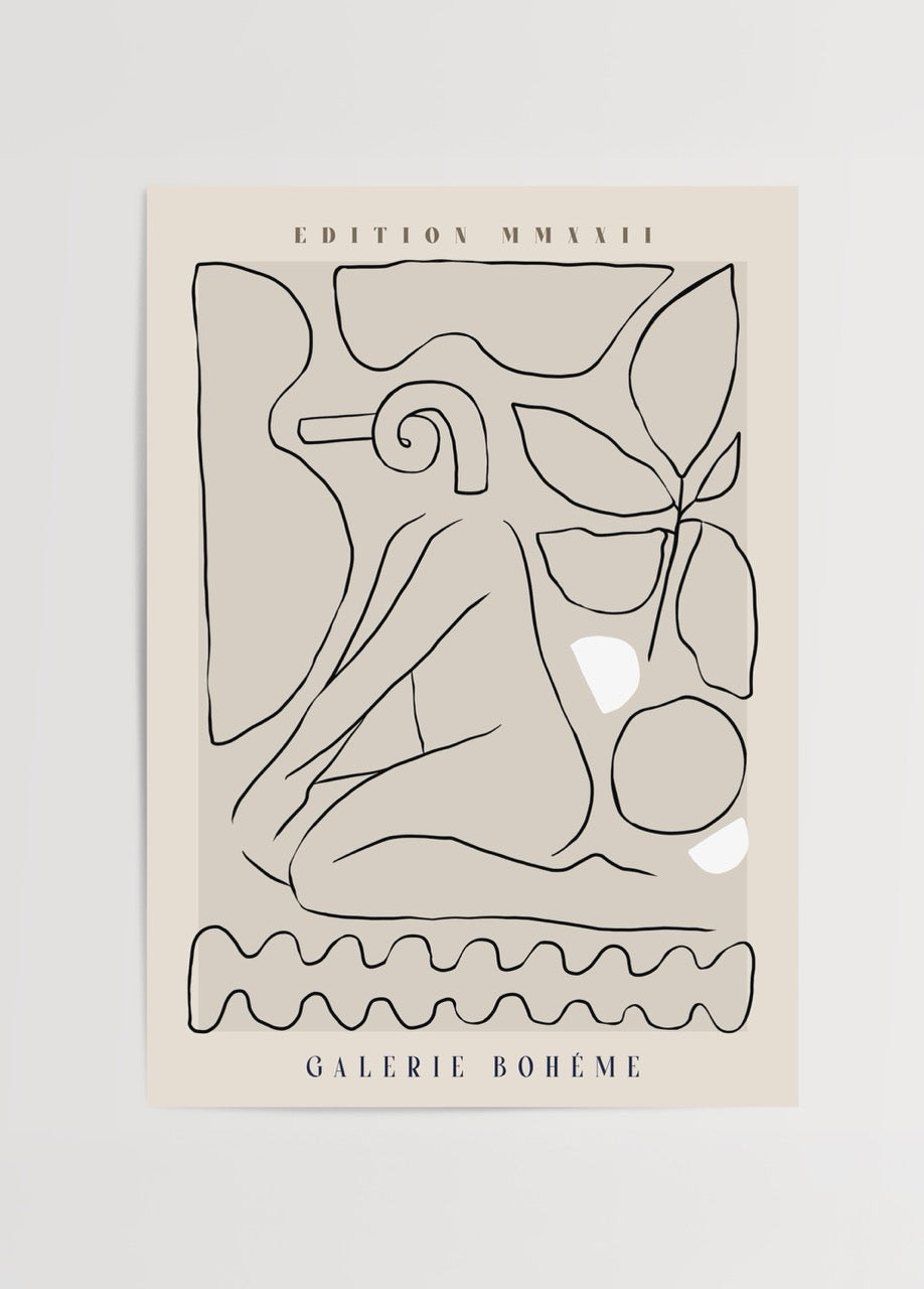 Abstract line art poster featuring elegant minimalist design.