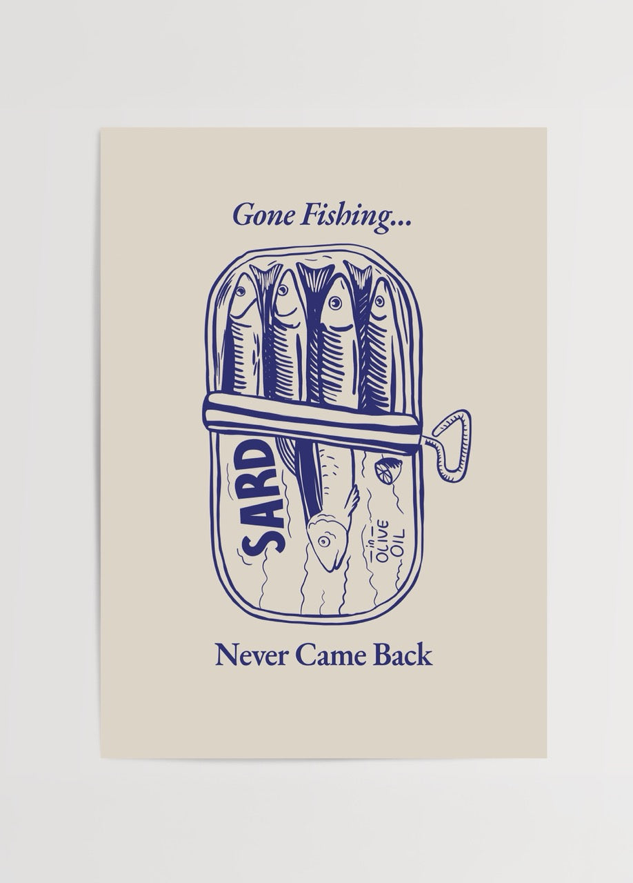 Whimsical sardine can illustration with &