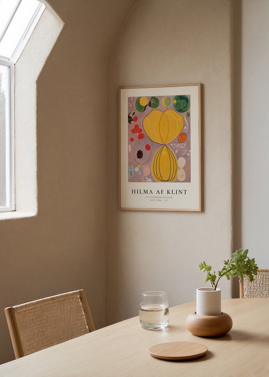 Spiritual geometry abstract art print showcasing vibrant shapes and colours.