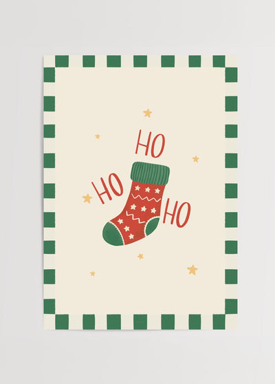 HO HO HO Christmas Stocking Poster Print