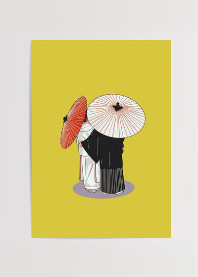 Japanese Wedding Ceremony Illustration Poster