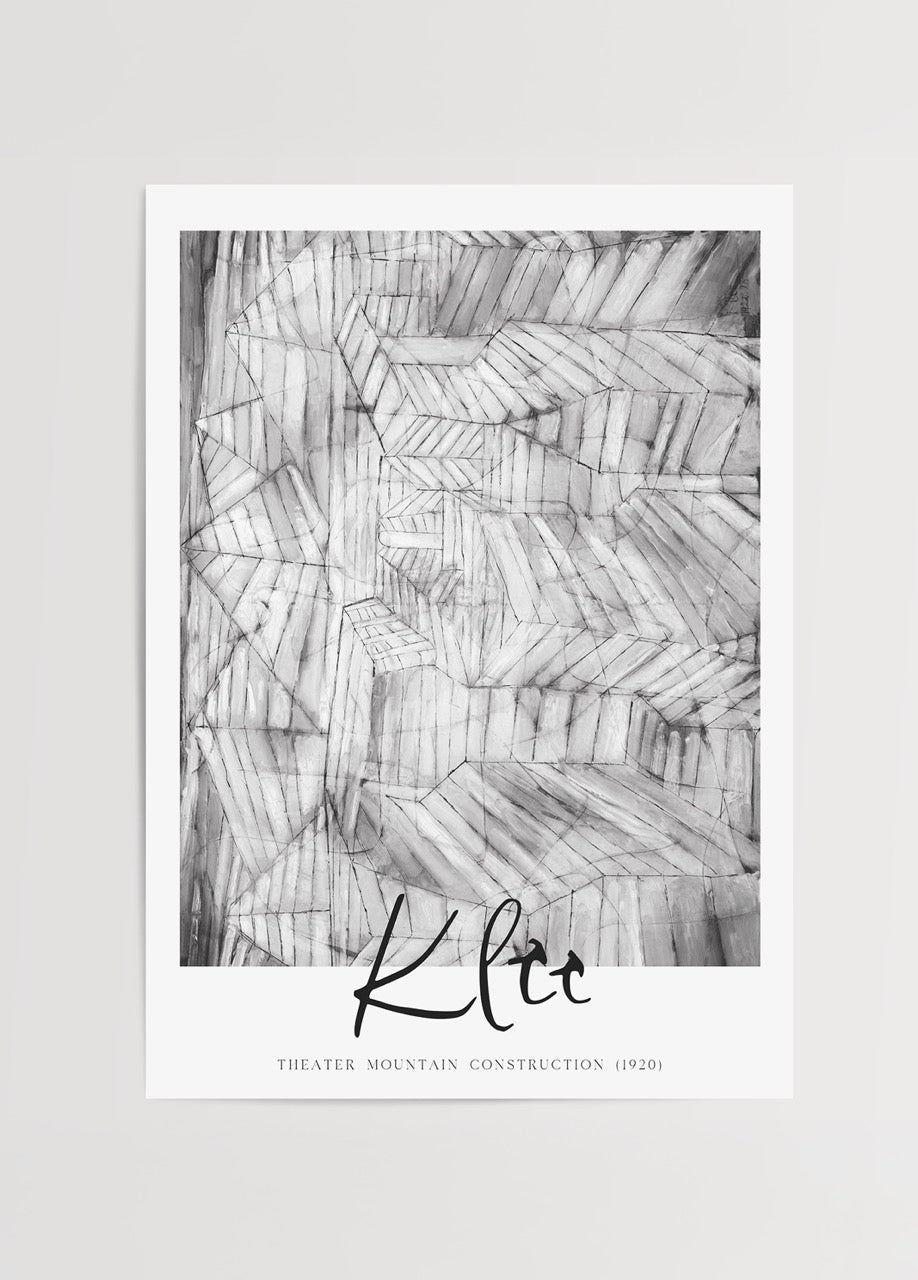 Klee - Theater Mountain Construction Poster featuring geometric forms in black and white.