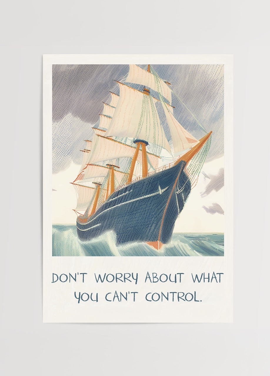 A ship sailing through waves with the text &