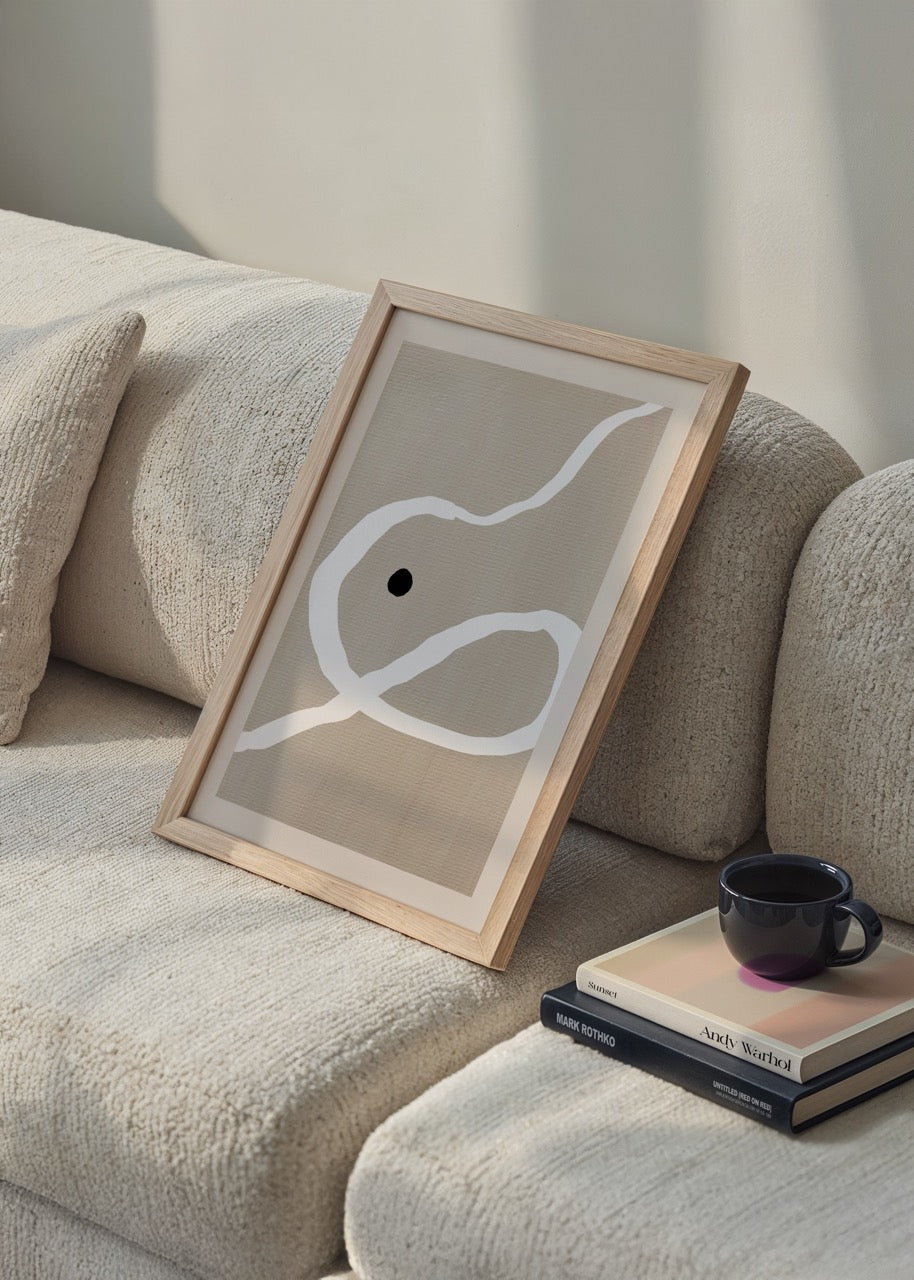 Minimalist lines on a beige background, creating a serene focal point for wall art.