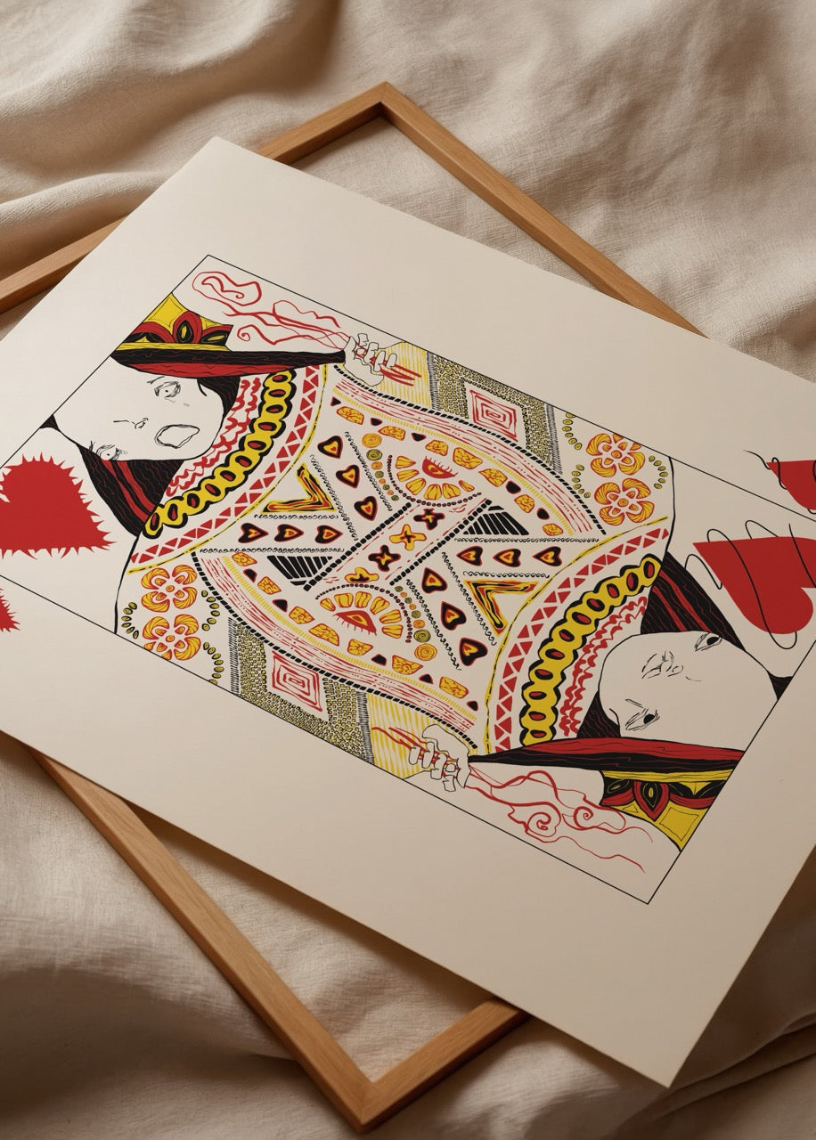 Vibrant Cup Girl poster print featuring whimsical designs and bold colours.