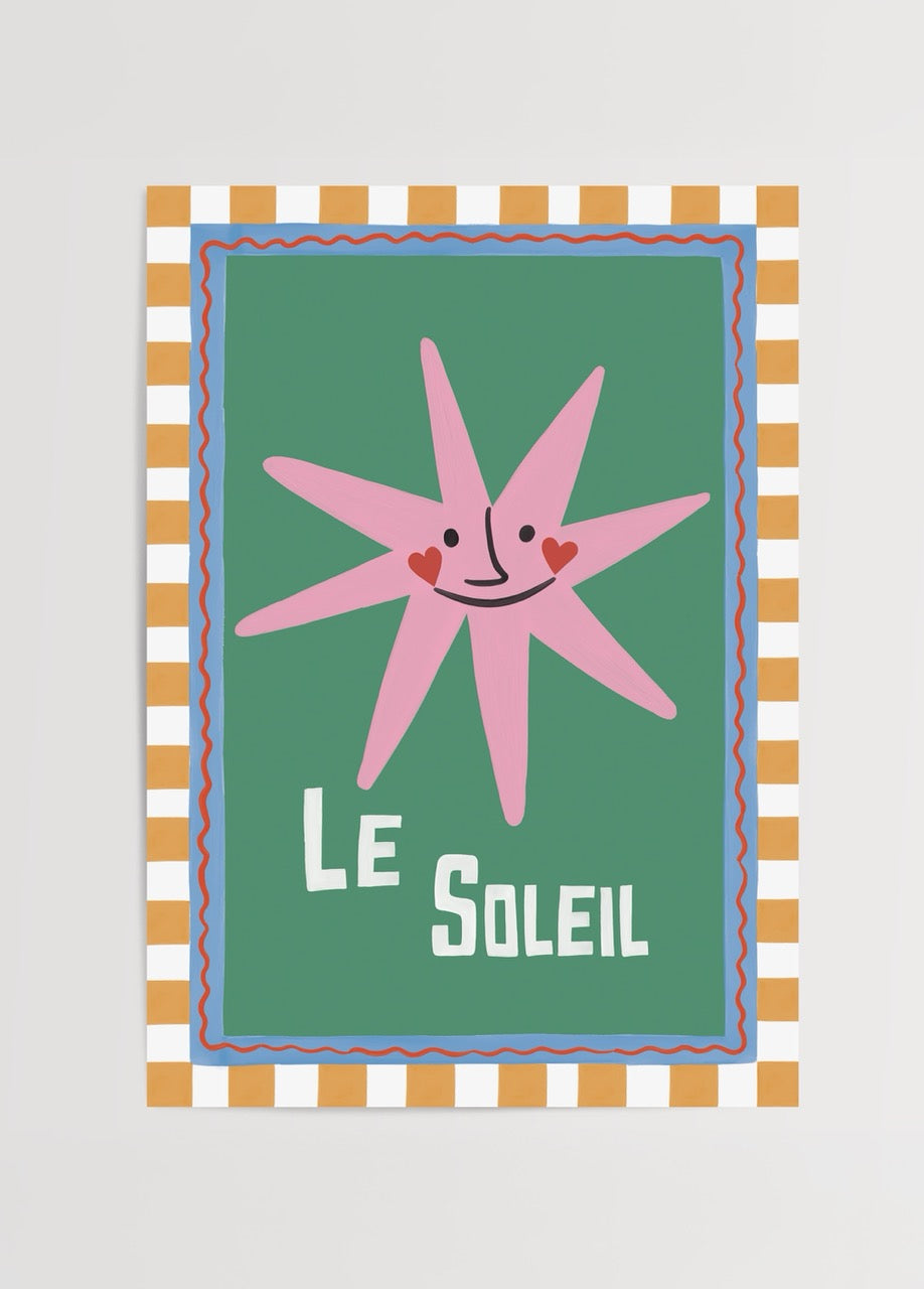 Vibrant sun-themed poster print featuring a playful sun design.