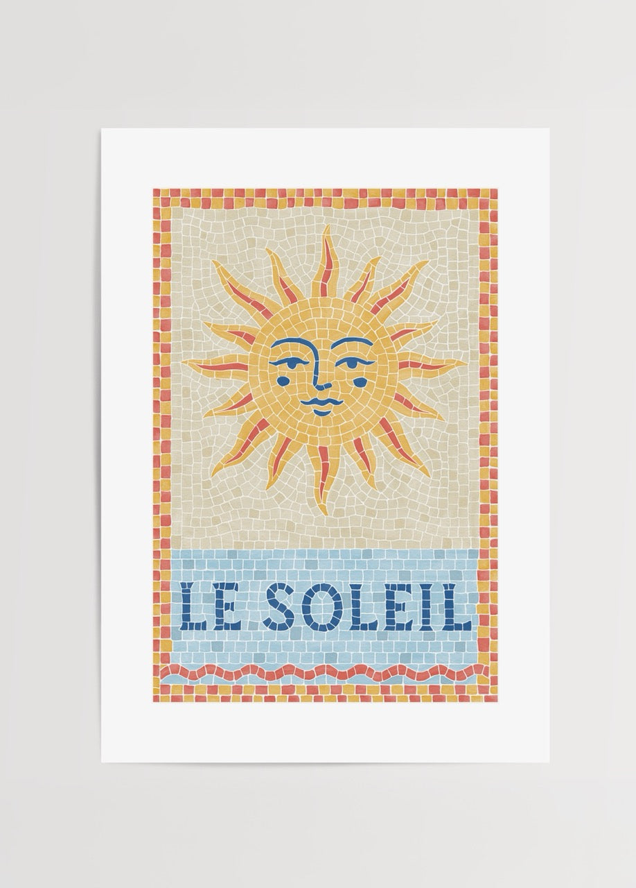 Vibrant mosaic sun wall art titled &