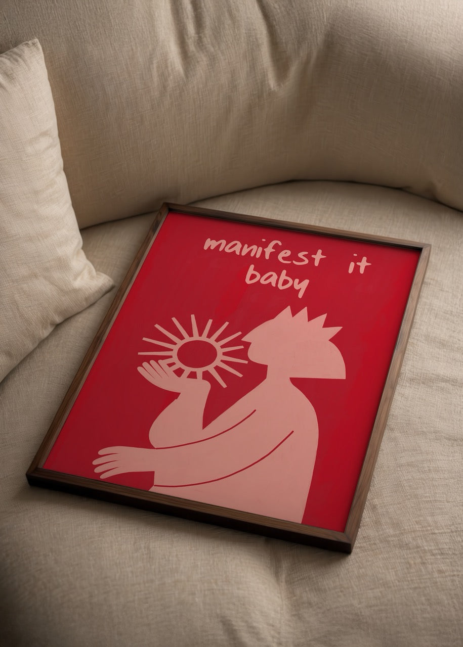 A vibrant poster print featuring a playful illustration with the text &