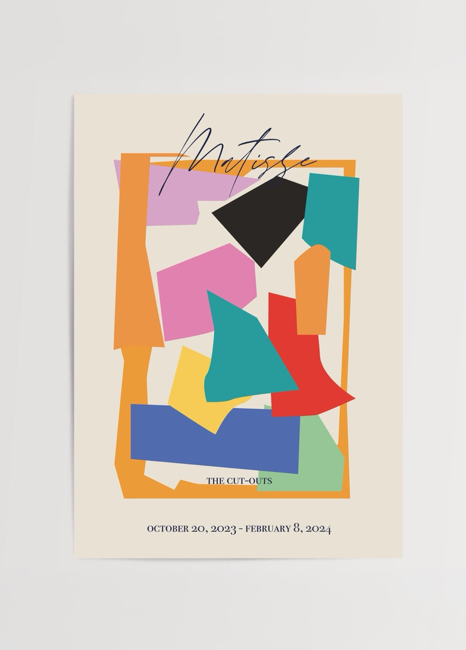 Vibrant cut-outs wall art featuring bold colours and shapes.
