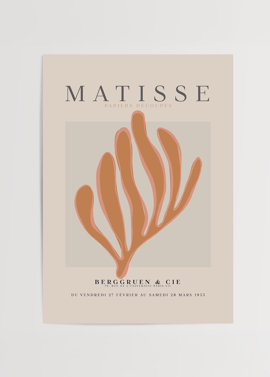 Leafy cut-out art print in warm hues for stylish decor.