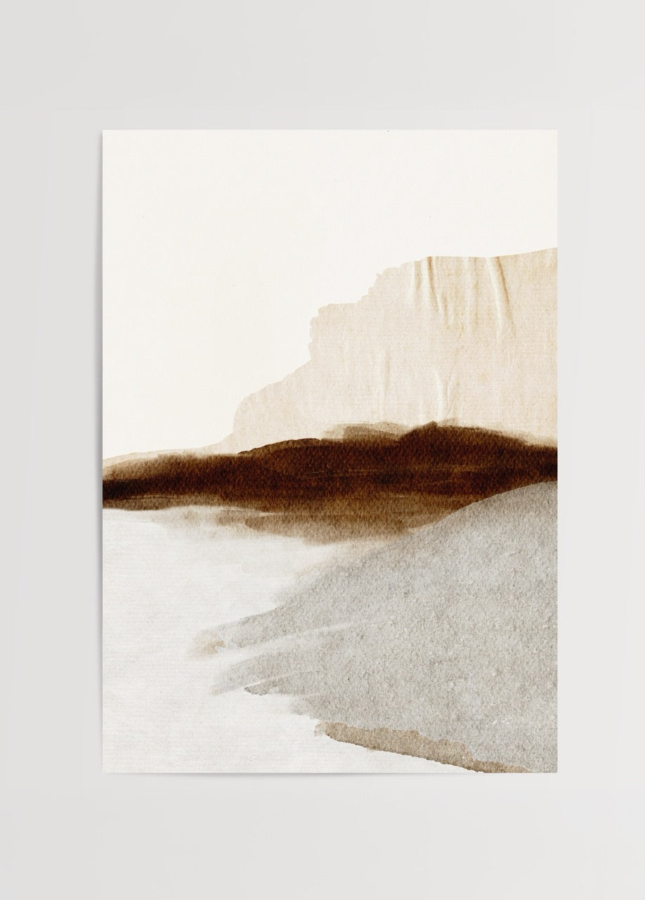 Abstract landscape art print in earthy tones for wall decor