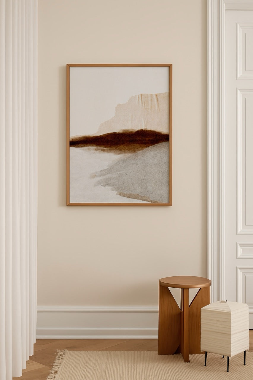 Abstract landscape art print in earthy tones for wall decor