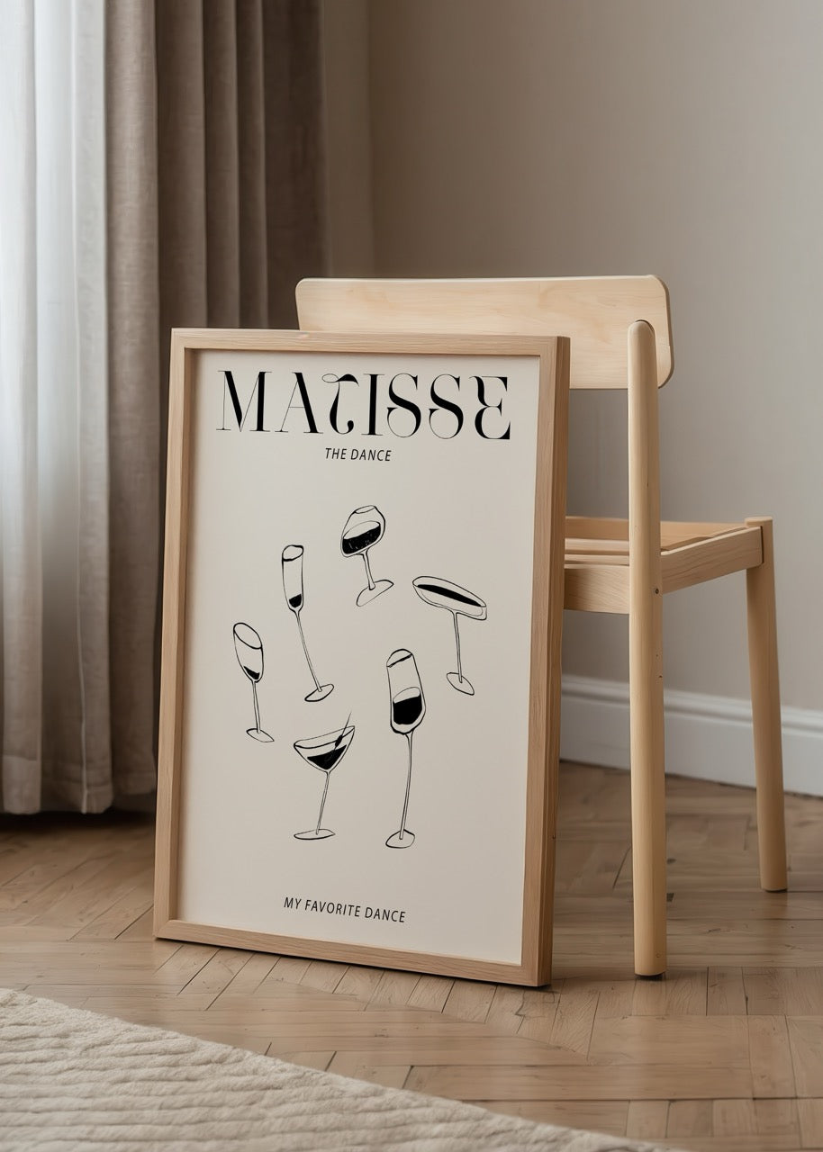 Elegant wall art featuring minimalist drinkware in a dance-like arrangement.