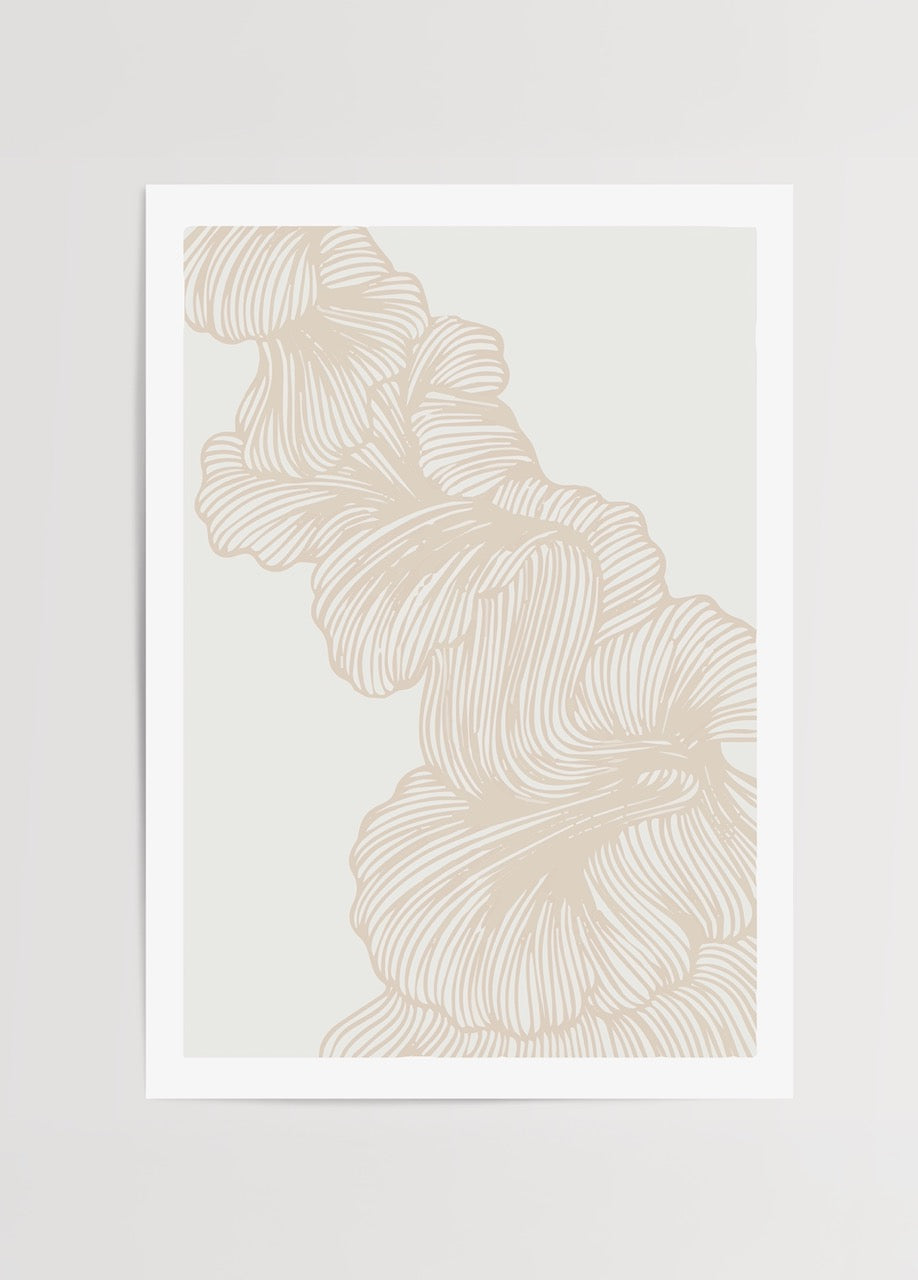 Elegant organic lines artwork in soft beige tones