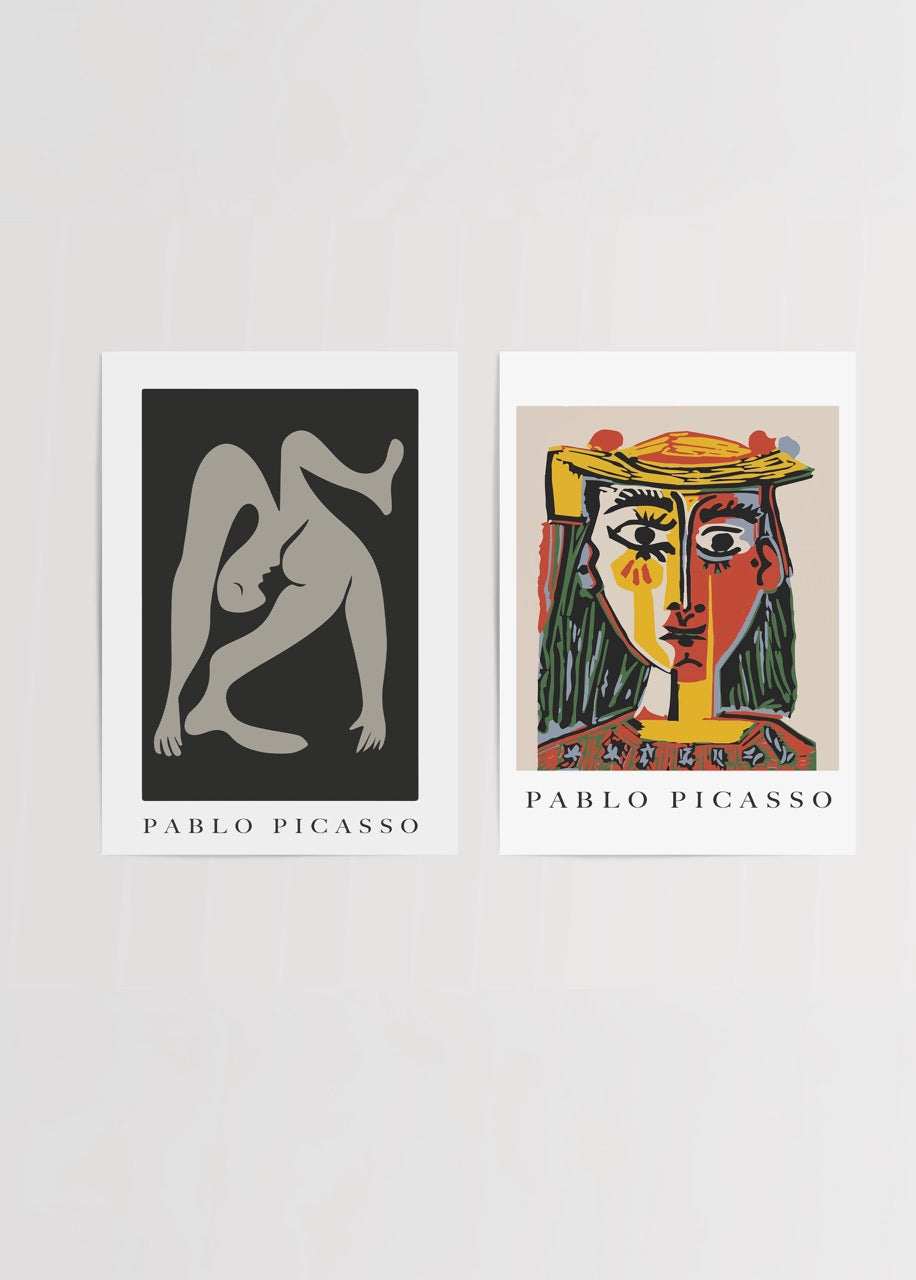 Contemporary dual poster set featuring abstract and figurative artwork for stylish home decor.