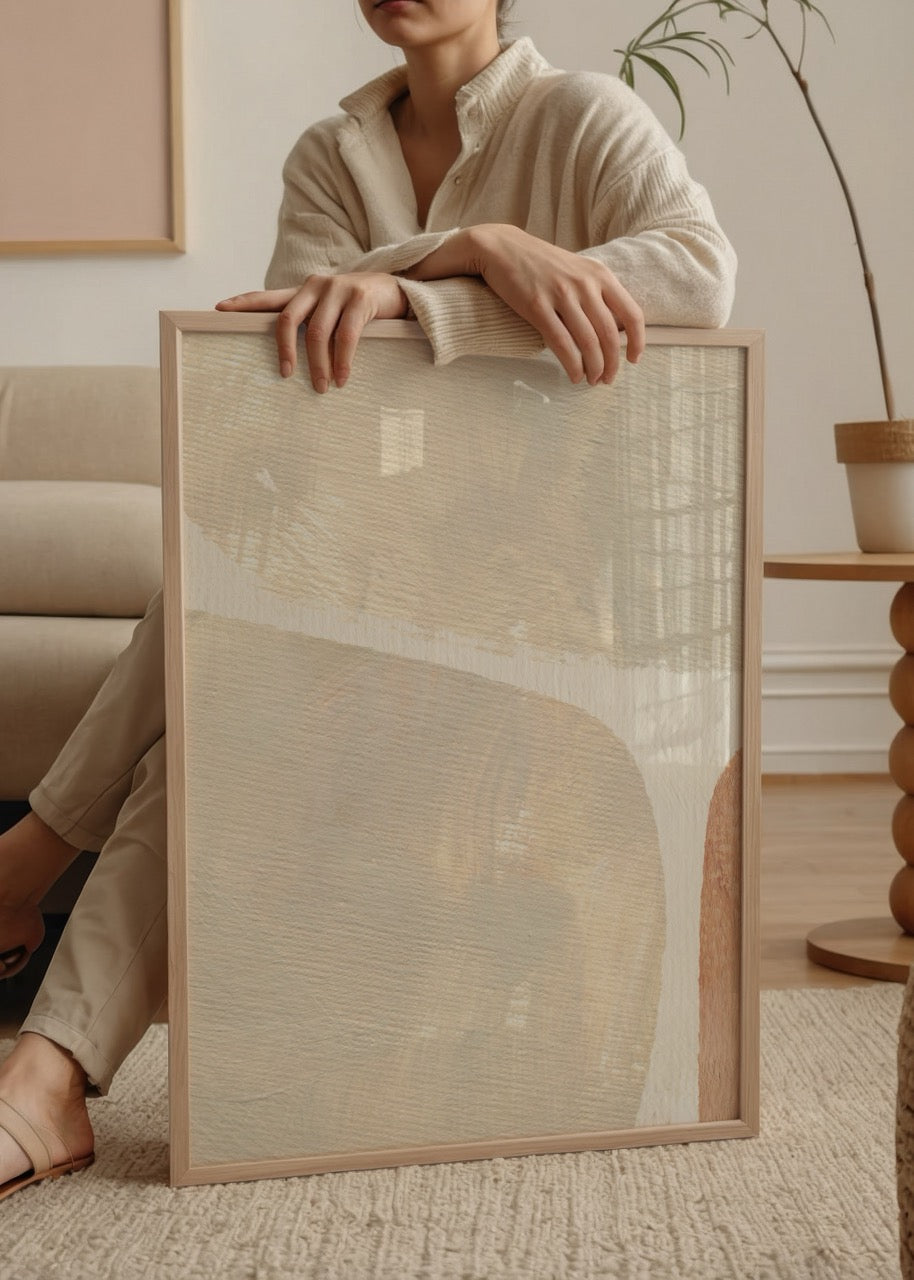 Soft Earth Tones Abstract Print showcasing gentle muted hues.