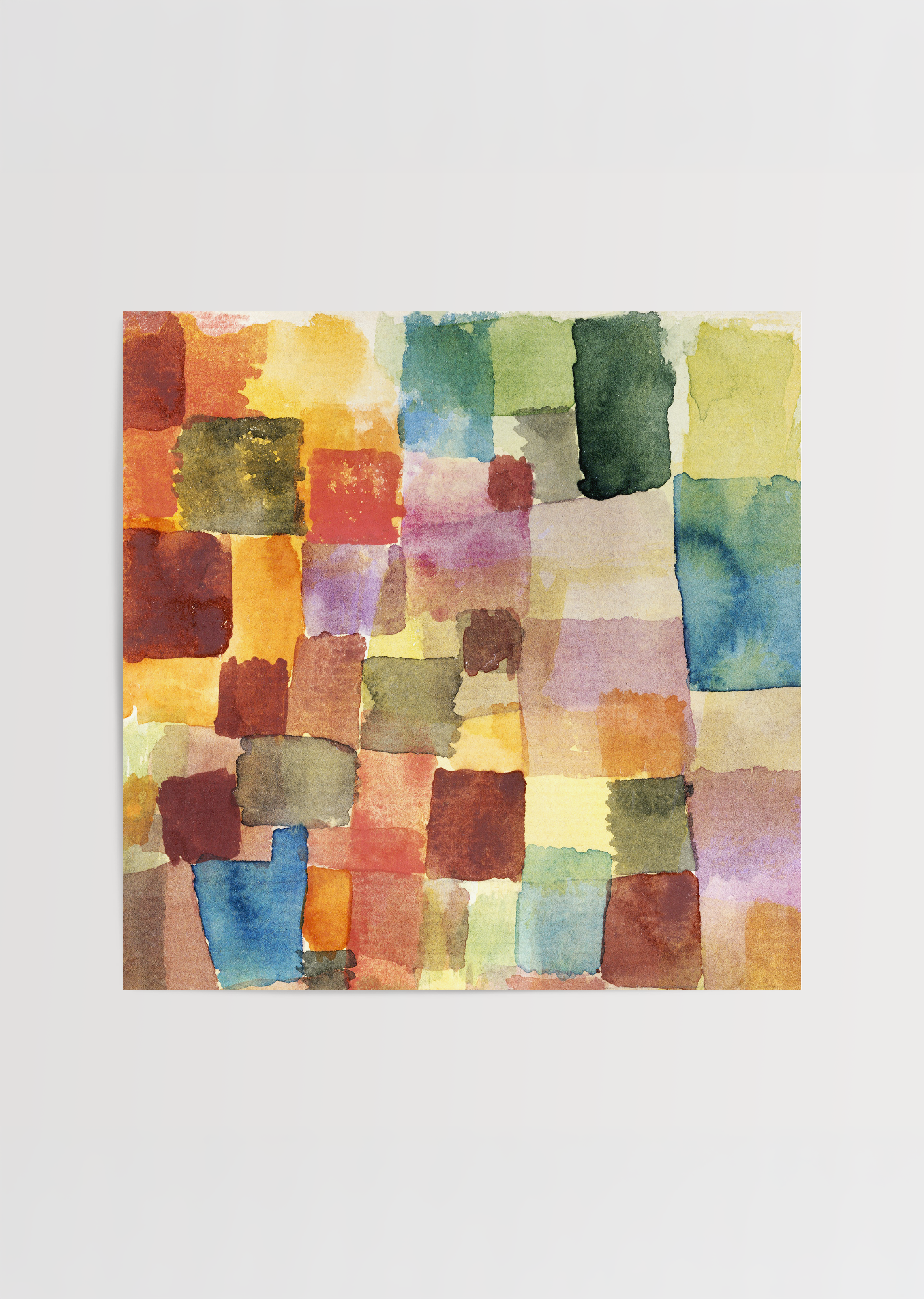 Vibrant mosaic art print featuring a blend of colours in a textured layout