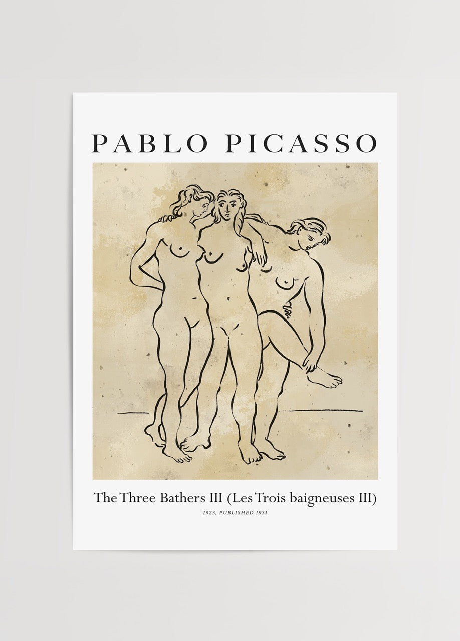 Art print depicting three bathers in a tranquil embrace, perfect for stylish interiors.