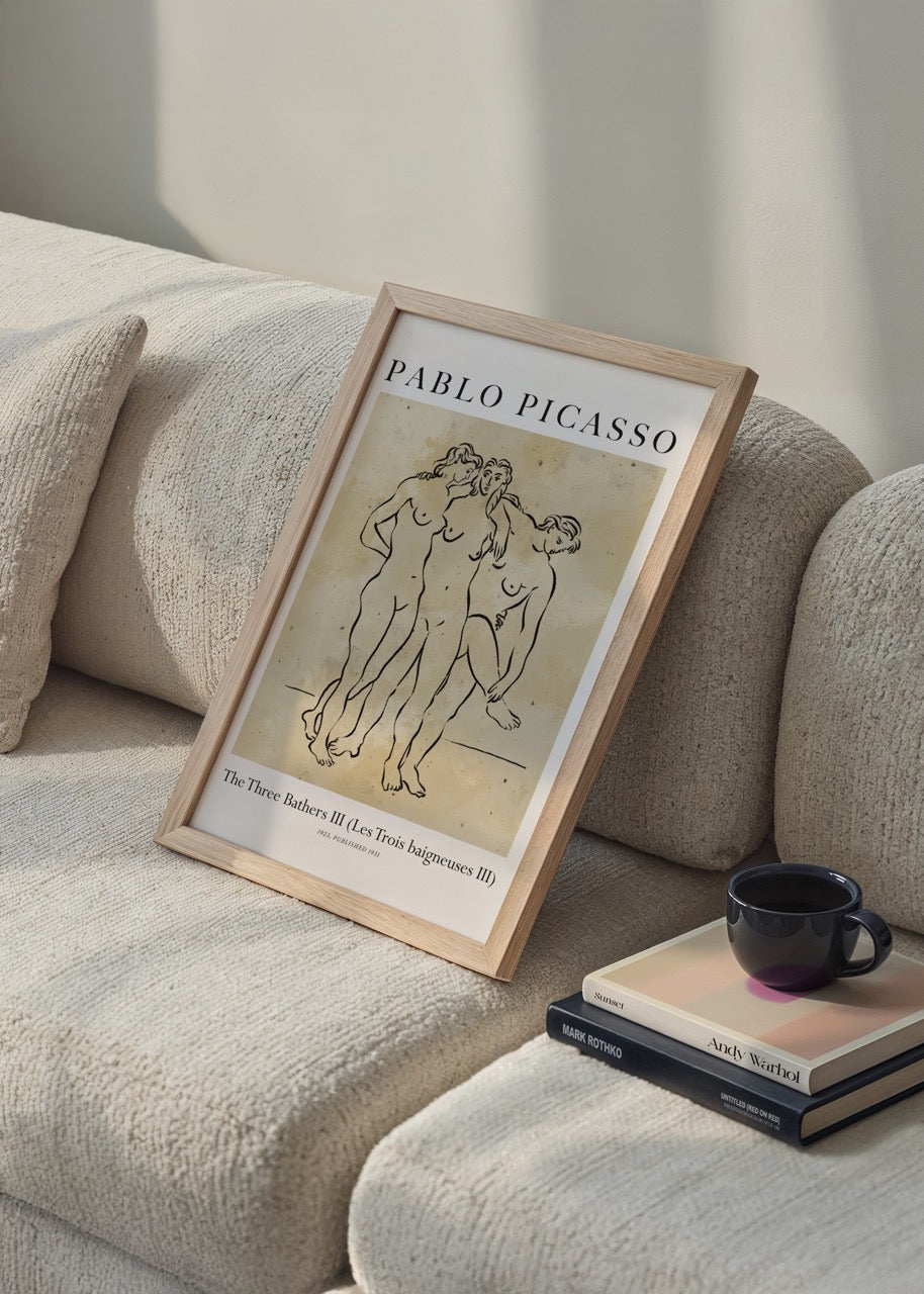 Art print depicting three bathers in a tranquil embrace, perfect for stylish interiors.