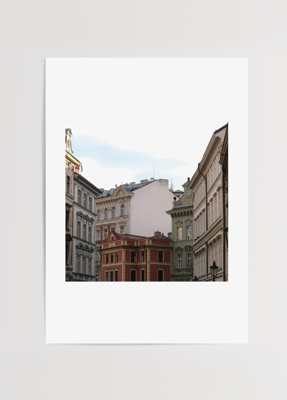 Prague Detailed Photographic Poster Print showcasing elegant buildings and architecture.
