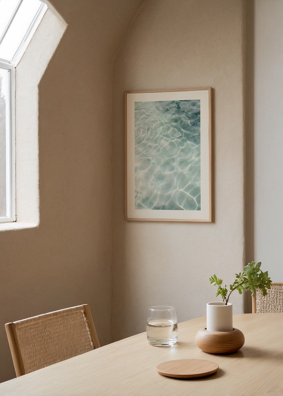 Crystal clear ocean waves art print for serene decor