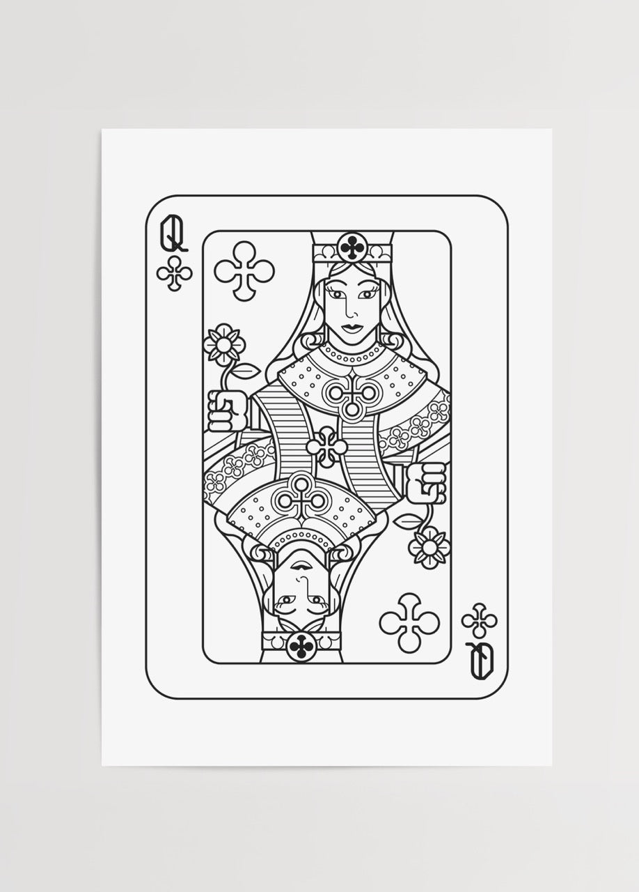 Regal Queen Card illustration print in black and white
