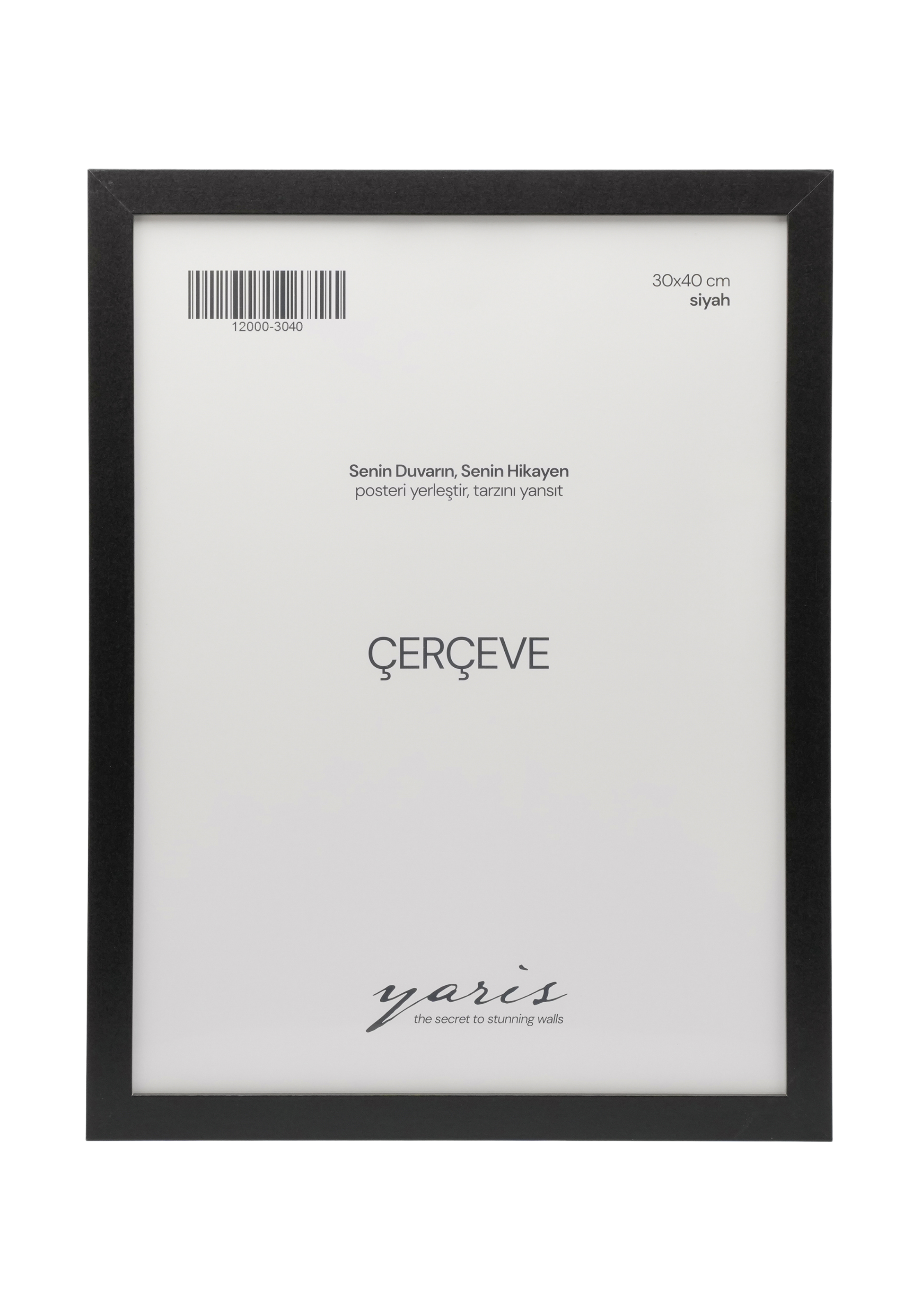 Sleek black wooden frame designed for wall art display.