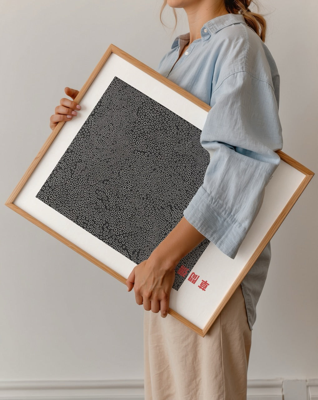 Black art print featuring intricate patterns on a dark background