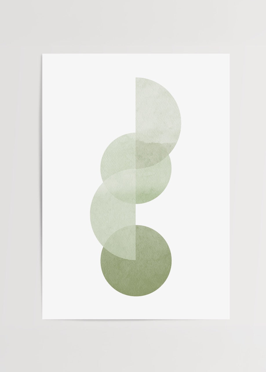 Harmonious Layers minimalist green circular poster for wall art