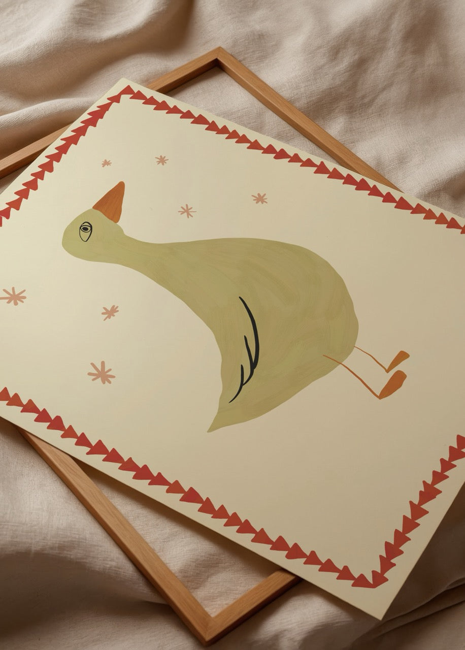 Cute Duck Poster Print featuring a whimsical duck design.