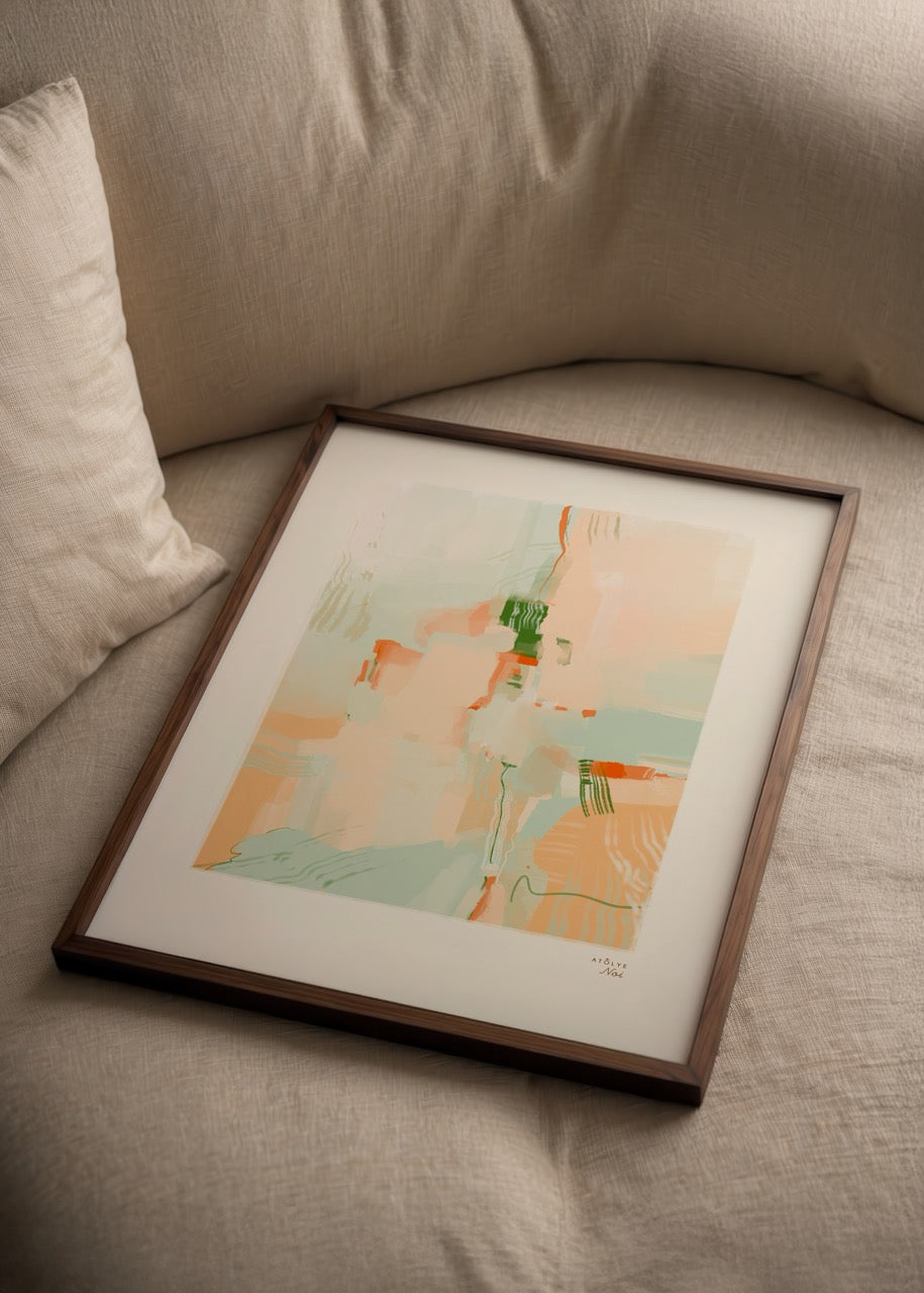 Abstract artwork featuring soft pastel shades representing autumn vibes.